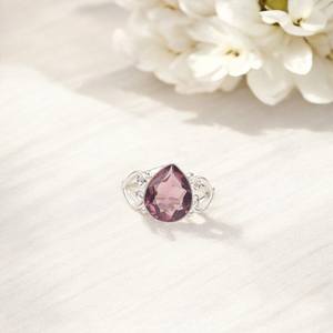 แหวนเงินแท้ทรงรูปไข่ประดับพลอยโรโดไลท์สีม่วง ทำด้วยมือ ได้รับการรับรองจาก IGI เหมาะสำหรับเป็นของขวัญหมั้นสำหรับผู้หญิง - Product Image 6