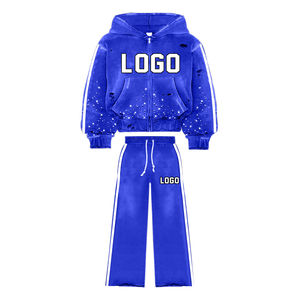 Custom Sweat Jogger Stacked Pants <b>Set</b> Tracksuits 2 <b>Pc</b> Sweatsuit Distressed Embroidery Hoodie and Flared Sweatpants <b>Sets</b> for Men - Product Image 6