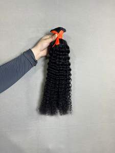 Luxury Remy Indian Human <b>Hair</b> Bundles Full Cuticle Double Drawn From Young Donor Kinky Curly to Straight Deep <b>Wave</b> Textures - Product Image 3