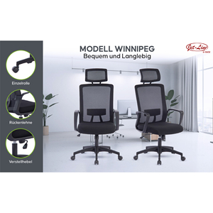 Jet-Line Ergonomic Swivel Armchair <b>Black</b> Office <b>Chair</b> with Contemporary Design Foam and PP Material for <b>Desks</b> - Product Image 3