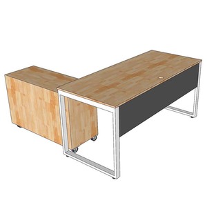 โต๊ะทำงานไม้ธรรมชาติสไตล์มินิมอลพร้อมตู้เก็บของเคลื่อนที่ - Product Image 6