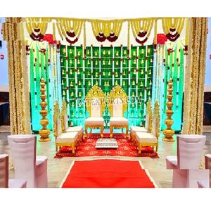 ชุดเก้าอี้ไม้สักสำหรับงานแต่งงานแบบอินเดียใต้ ดีไซน์ทันสมัย แข็งแรง ทนทาน พร้อมที่นั่งเตี้ยสวยงามสำหรับงานแต่งงาน - Product Image 1