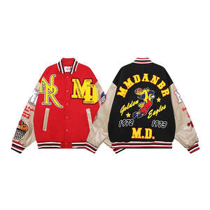 Chaquetas Deportivas de Béisbol con Logotipo Personalizado, Chaqueta Universitaria Estilo Puffer, Cortavientos con Múltiples Parches, Ropa Exterior Personalizada al por Mayor - Product Image 4