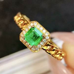 Anillo Infantil de Moda en Oro de 14K con Rodio, Certificado IGI, con Esmeralda Natural de Zambia y Moissanita, para Fiestas, Aniversarios, Piedra de Nacimiento de Mayo - Product Image 1