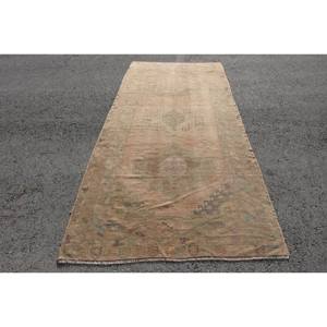 Vintage Classic Turkish <b>Rug</b> Beige 4.6 X 10.2ft Handmade Wool with Latex Backing Patchwork Pattern for Teen <b>Bedside</b> - Product Image 1