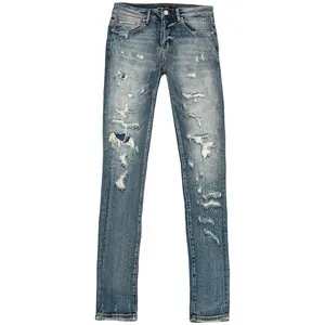 2024 סקיני ג'ינס לגברים מצוקה הרוס כביסה וינטג' קרעים מכנסי גברים מותאמים אישית ג'ינס מכנסי ריצה מזדמנים במחיר זול מאוד