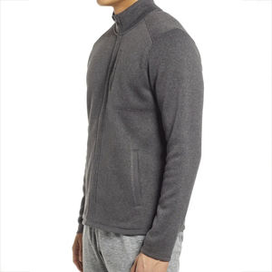 Factory High Quality Custom No <b>Hood</b> Chest Inside Pocket Slim Fit Cotton French Terry 400 gsm <b>Zip</b> Up Hoodies - Product Image 3