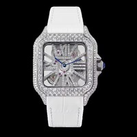 Montre pour homme en cristal de saphir, avec cristaux de glace VVS Moissanite, style Buss Down, mouvement à quartz Ronda 1042, carrée, de luxe, Hip Hop