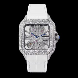 Montre pour homme en cristal de saphir, sertie de moissanite VVS effet glace, mouvement quartz suisse Ronda 1042, carrée, de luxe, style Hip Hop - Product Image 3