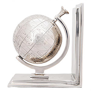 Juego de Dos Sujeta Libros de Aluminio con Forma de Globo Terráqueo, Decorativo, Exhibición de Mapa del Mundo, 17.1Lx11.4Wx19.7H cm - Product Image 4