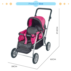 Dollri Starri Thiết Kế Mới 2022 Twin Doll Buggy Xe Đẩy Xe Đẩy Baby Doll Pram Với Giỏ Lưu Trữ Giả Vờ Chơi Đồ Chơi Cho Bé Gái - Product Image 4