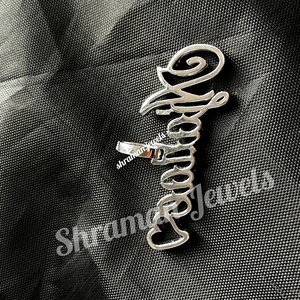 Collar de Oro Blanco Sólido de 10K con Colgante de Corazón y Diamante Natural, Placa con Nombre Personalizada y Letra, Idea de Regalo - Product Image 4