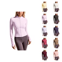 Atasan Yoga Ukuran Besar Bahan Spandex/Nilon Bernapas Khusus untuk Wanita, Jaket Lembut dengan Logo Depan untuk Fitness dan Olahraga di Gym