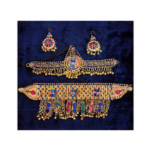 พรีเมี่ยมคุณภาพอัฟกานิสถานชุดเครื่องประดับวินเทจสําหรับสุภาพสตรีมาใหม่หรูหราตะวันออกกลางอัฟกานิสถานชุดสร้อยคอเครื่องประดับ - Product Image 1