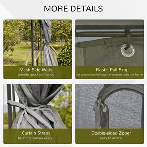 Gazebo en métal d'extérieur avec moustiquaire, auvent à double niveau pour jardin et patio - Product Image 6