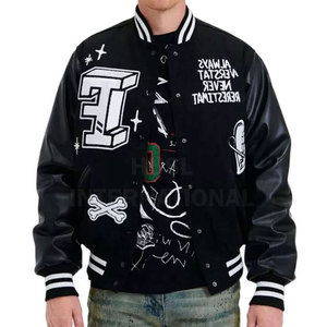 Custom Manufacturer High Quality Embroidery Leather Sleeves Letterman Varsity <b>Jackets</b> for Men Varsity Custom Men's <b>Jackets</b> - Product Image 6