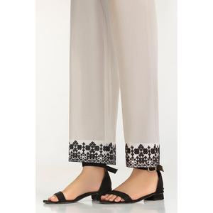 IUSTTR-42005 Pantalones de mujer blancos de algodón bordados, transpirables, de pierna ancha, tipo lápiz, de cintura alta, de corte recto, con bordado - Product Image 3