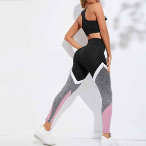 Femmes taille haute sans couture vêtements de sport de gymnastique pousser levage Yoga Fitness dos ensemble en gros solide motif vêtements de sport - Product Image 6