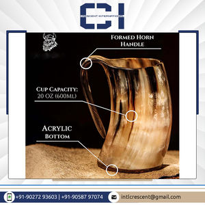 Suministro directo de fábrica, elegante Taza de cerámica de cuerno de vaca Natural de 500ml, venta al por mayor para fiesta, taza de cuerno para beber cerveza - Product Image 2