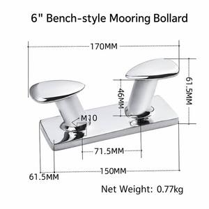 Boulier de quai en acier inoxydable AISI 316 pour bateau, boulier d'amarrage marin à base carrée pour yacht et quai - Product Image 5