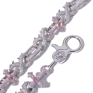 Collar de cadena con cruz de eslabones con incrustaciones de moissanita, estilo hip hop, joyería de lujo, moda urbana, para hombre y mujer, estilo rapero. - Product Image 4