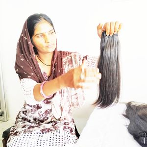 Extensiones de cabello humano virgen brasileño recto sedoso Color natural cutícula alineada Genius trama con ondas de encaje HD estilo de rizos - Product Image 2