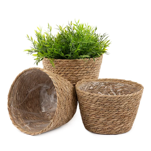 Panier de jardinage naturel Pots d'arbres en jonc de mer panier de fleurs tissé à la main intérieur extérieur décor jardinière fabriqué au Vietnam FBA Amazon - Product Image 6