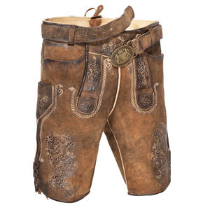 Custom Eco-Friendly High Street Wear Lederhosen Durable Soft Fabric Embroidered <b>Shorts</b> with Pockets Solid Pattern Design - Product Image 1