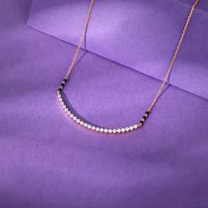 Ensemble de bijoux traditionnels fins Suchitra diamant Mangalsutra or Rose minimaliste fiançailles fonctions de mariée anniversaire - Product Image 1