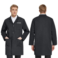 44.75 inç tutucu ön erkekler beyaz kasap Wrap Lab Coat erkekler tıbbi fırça giyim doktor hemşire hastane üniformaları