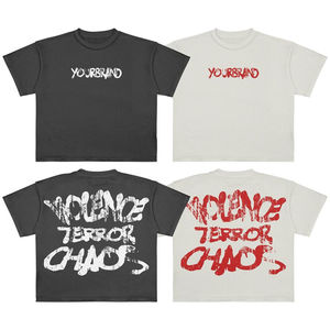 T-shirt large et épais personnalisé Short personnalisé Stock de t-shirt en coton avec logo imprimé Streetwear pour hommes - Product Image 4