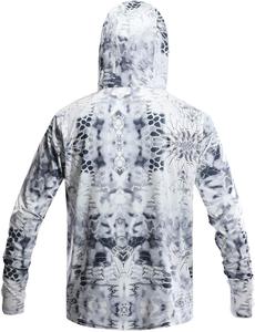 Camisa de pesca de color sólido con capucha de manga larga UPF 50 para hombre Logotipo impreso de pantalla prensado en caliente personalizado - Product Image 4