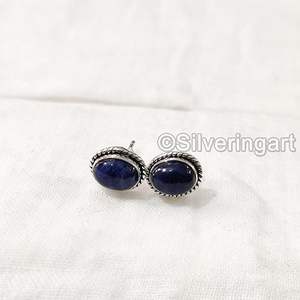Boucles d'oreilles clous pour femmes en jaspe sodalite naturel, cadeau de Noël ou de Saint-Valentin, bijoux faits à la main, boucles d'oreilles clous en argent sterling 925 - Product Image 6