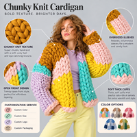 Cardigan ample en tricot color block pour femme, style automne, en mélange de laine, à manches longues, chaud et décontracté