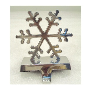 Silver Glitter Finished Snow Flakes Metal <b>Stocking</b> <b>Holder</b> For Christmas Table Top Decorative - Product Image 5