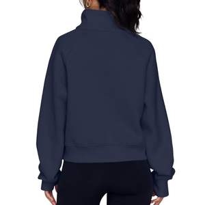 Custom Brand Women Quarter Zip Sweatshirt Half Zip Hoodie Loose Fit Fleece Pullover With Pocket Activewear <b>Tops</b> 2026 - Product Image 2