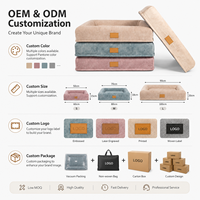 Lit pour chien orthopédique de luxe en mousse à mémoire de forme, housse amovible et lavable, canapé-lit rectangulaire en daim doux pour animaux de compagnie, logo personnalisé, OEM, ODM, vente en gros