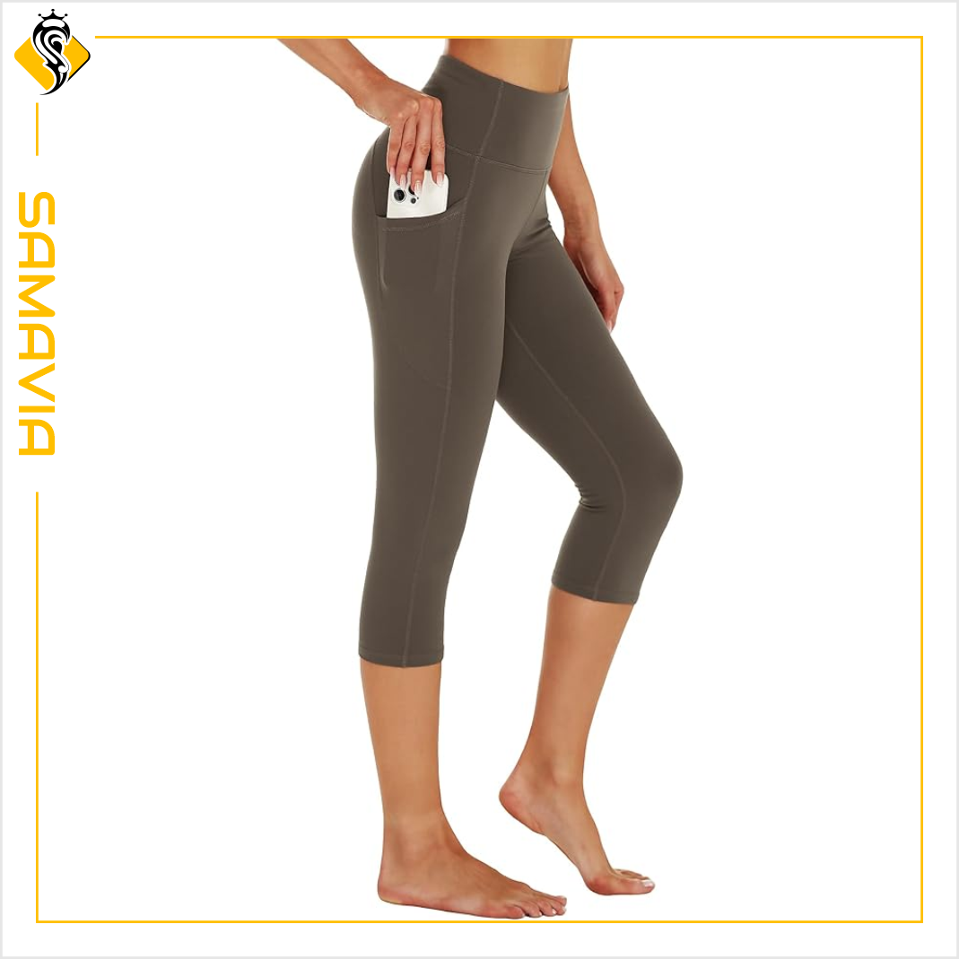 SAMAVIA Women's High-Waist Gym Running Capri Leggings Breathable Compression Lace Decoration Winter Style Elastic Skinny ODM