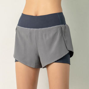 2024 gran oferta Fitness Running Tight doble capa deportes tela entrenamiento gimnasio pantalones cortos mujeres Yoga Shorts - Product Image 1