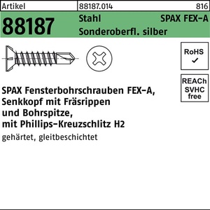 สกรูเกลียวปล่อย SPAX สกรูเจาะหน้าต่าง R 88187 Seko PH 3.9x19-H Sta สีเงิน 1000 ชิ้น VPE - Product Image 1