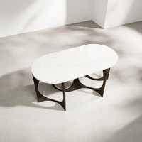 Table à manger Duo ovale avec plateau en aluminium, base sculpturale en aluminium écologique faite à la main, mobilier de salle à manger moderne et luxueux