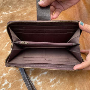 กระเป๋าสตางค์หนังวัวลายดอกไม้ทำมือแกะสลักมาใหม่เคสโทรศัพท์กระเป๋าสตางค์หนังสไตล์ตะวันตกอเนกประสงค์ - Product Image 6