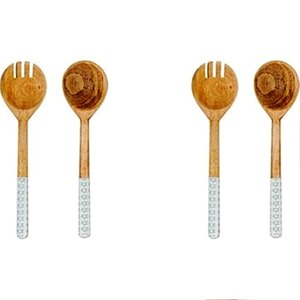 Ensemble de service à salade en bois 2 pièces fait à la main en Inde Outils de cuisine Ustensile Serveur - Product Image 6