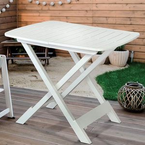 Tavolo da giardino pieghevole in polipropilene bianco 79x72x70cm per balcone e campeggio all'aperto - Product Image 3
