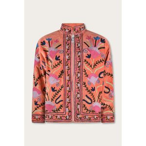 เสื้อแจ็คเก็ตกำมะหยี่ปักลายดอกไม้หลากสีแซลมอนแบบกลับด้านได้ คอลเลคชั่นฤดูใบไม้ร่วงจาก RAJASTHANI TEXTILE สไตล์วาร์ซิตี้ โบโฮ - Product Image 4