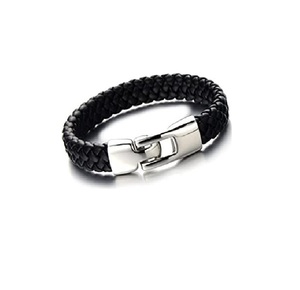 Vente en gros de bijoux punk bracelets en cuir véritable pour hommes en stock de couleur noire et marron - Product Image 6