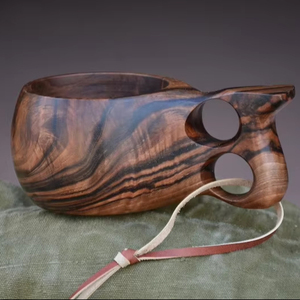 Personalized Handcrafted Wooden Kuksa Handcarved Wood Tea <b>Cup</b> with <b>Saucer</b> Special Valentine's Day Gift for Men - Product Image 1