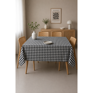 Mantel con Diseño a Cuadros Negros, Rectangular, Estampado, Material Duradero de PEVA y PP para el Hogar, Comedor y Uso en Hoteles - Product Image 1