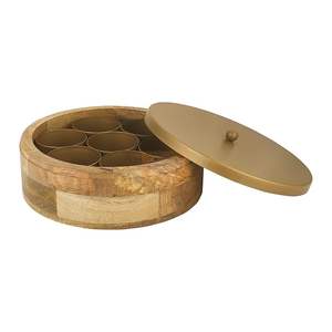 Boîte de rangement Masala en bois poli de qualité supérieure fabriquée à la main pour épices herbes condiments de cuisine-couleur personnalisable lavable au lave-vaisselle - Product Image 2