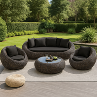Wetterfestes Outdoor PE-Rattan Sofa-Set Moderne Korbmöbel für Terrasse Garten Innenhof Villa Wohnzimmer Hotel & Park Nutzung